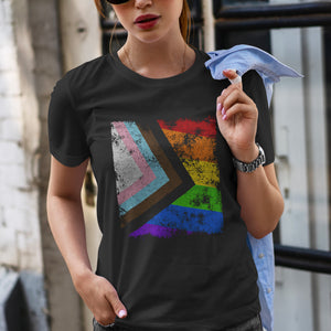 Progress Pride Flag - Distressed LGBT+ T-Shirt