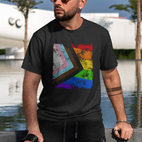 Progress Pride Flag - Distressed LGBT+ T-Shirt