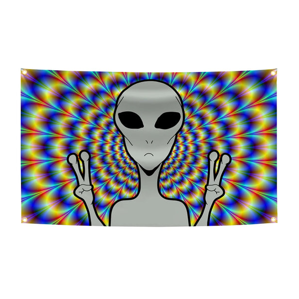 Psychedelic Alien Flag - 90x150cm(3x5ft) - 60x90cm(2x3ft)