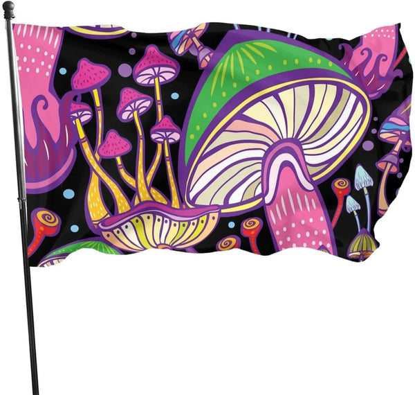 Psychedelic Mushroom Flags - 90x150cm(3x5ft) - 60x90cm(2x3ft)