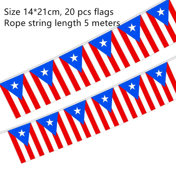 Puerto Rico Flag Bunting Banner - 20Pcs