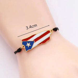 Puerto Rico Flag Map Bracelet