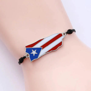 Puerto Rico Flag Map Bracelet