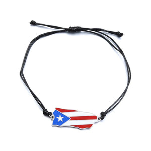 Puerto Rico Flag Map Bracelet