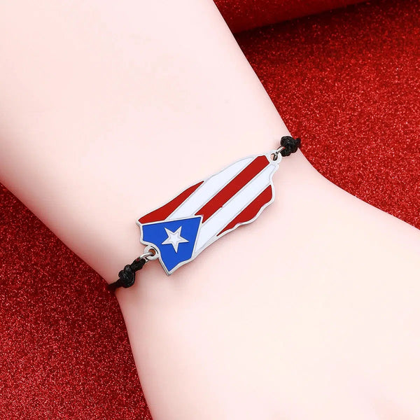 Puerto Rico Flag Map Bracelet