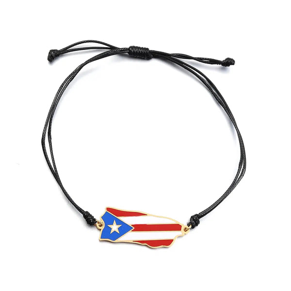 Puerto Rico Flag Map Bracelet