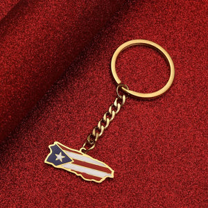 Puerto Rico Flag Map Keychain Collection