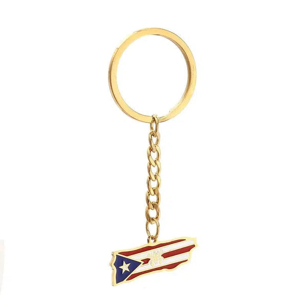 Puerto Rico Flag Map Keychain Collection