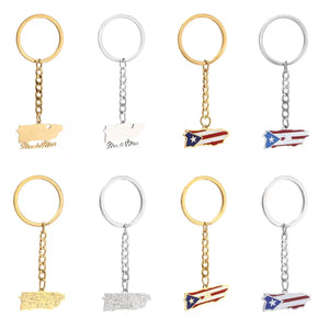 Puerto Rico Flag Map Keychain Collection