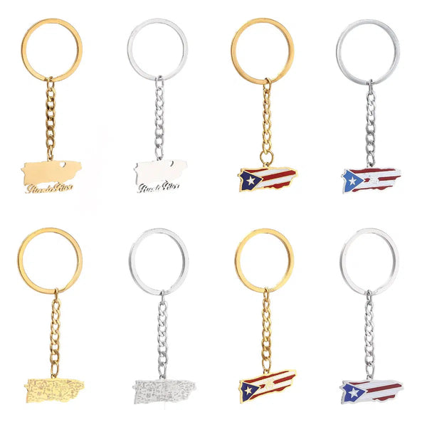 Puerto Rico Flag Map Keychain Collection