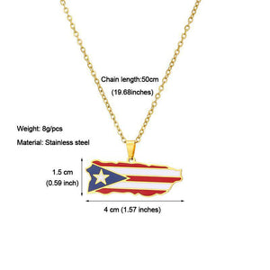 Puerto Rico Flag Map Necklace