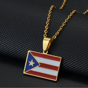 Puerto Rico Flag Map Necklace Collection