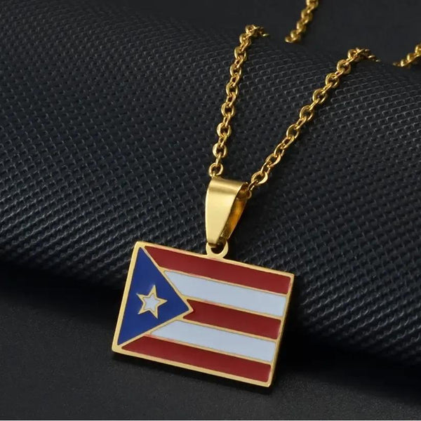 Puerto Rico Flag Map Necklace Collection