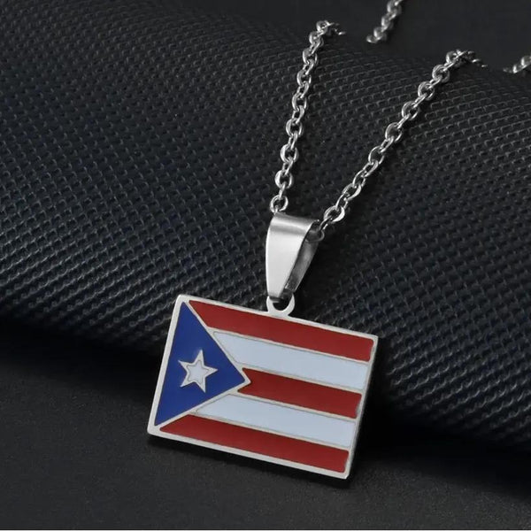 Puerto Rico Flag Map Necklace Collection