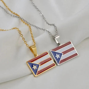 Puerto Rico Flag Map Necklace Collection