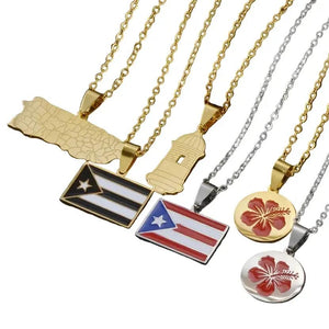 Puerto Rico Flag Map Necklace Collection