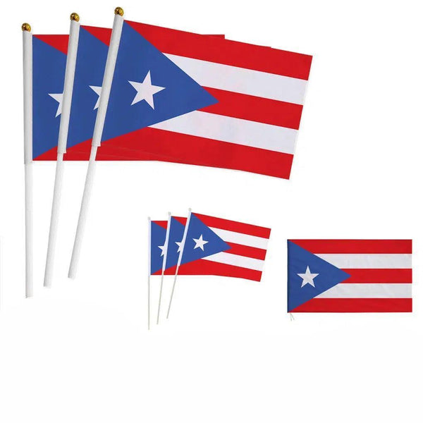 Puerto Rico Flag on Stick - Small Handheld Flag (50/100Pcs)