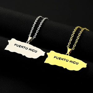Puerto Rico Map Necklace