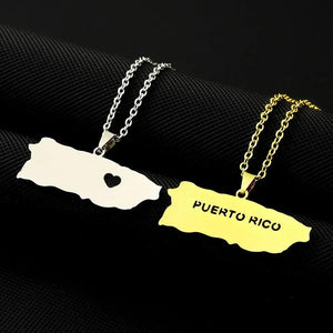 Puerto Rico Map Necklace