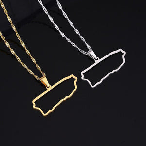 Puerto Rico Map Necklace