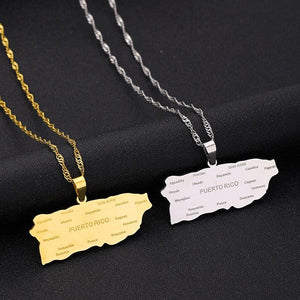 Puerto Rico Map Necklace