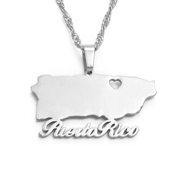 Puerto Rico Map Necklace