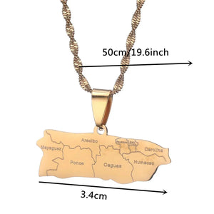 Puerto Rico Map Necklace