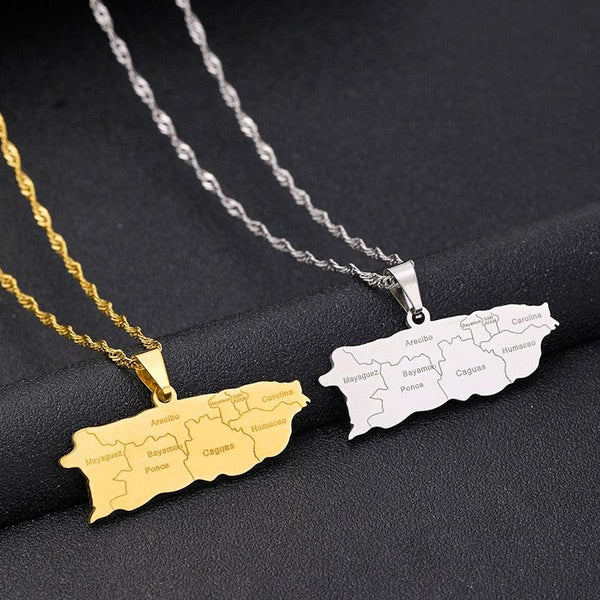 Puerto Rico Map Necklace