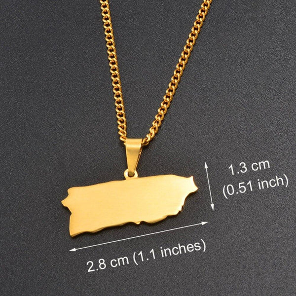 Puerto Rico Map Necklace