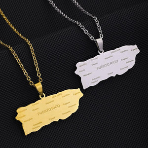 Puerto Rico Map Necklace