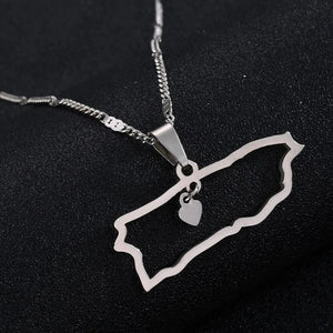 Puerto Rico Map Necklace