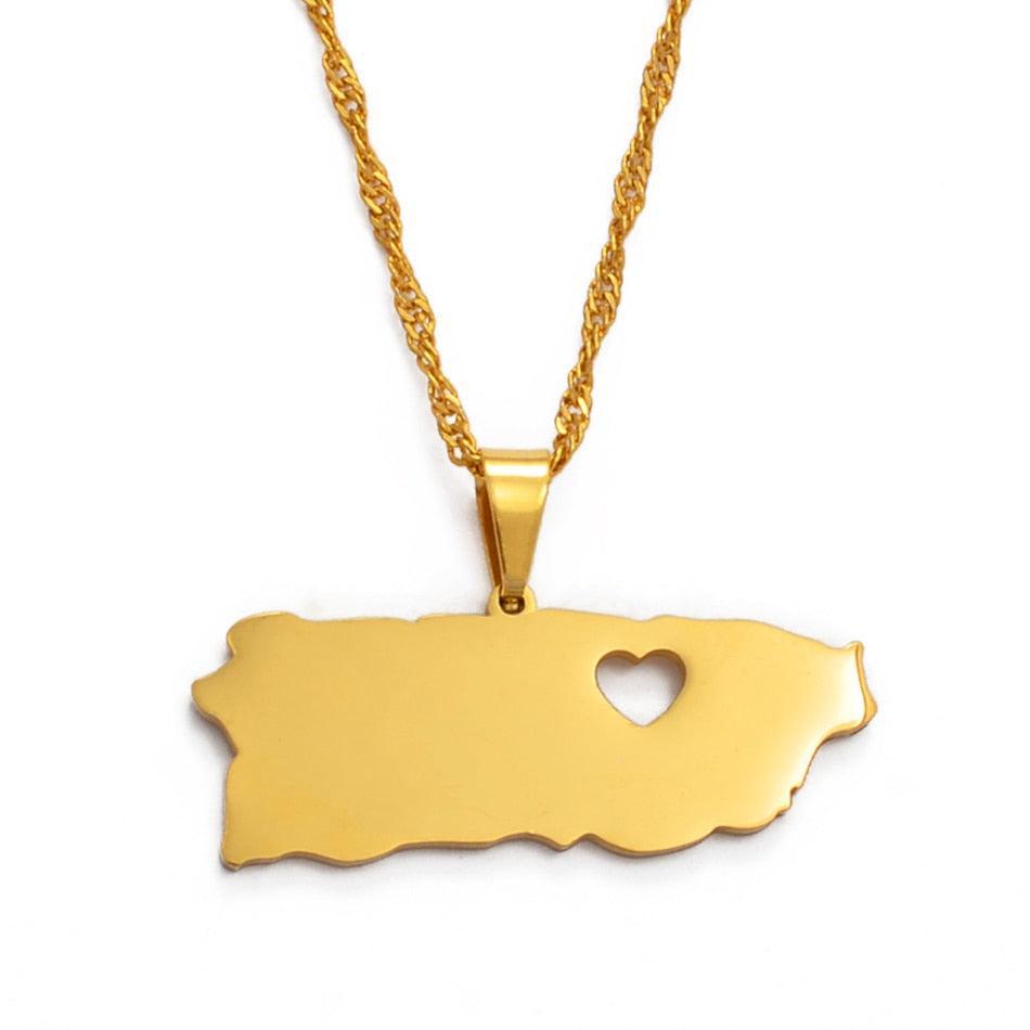 Puerto Rico Map Necklace