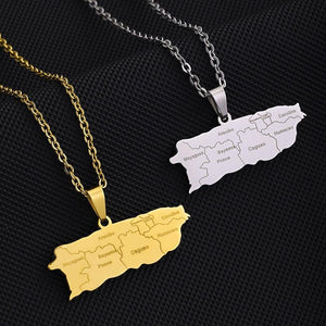 Puerto Rico Map Necklace