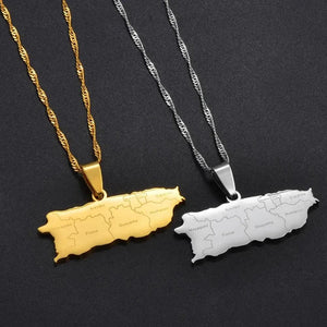 Puerto Rico Map Necklace