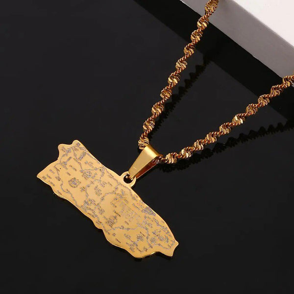 Puerto Rico Map Necklace