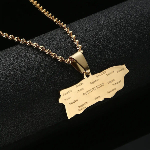 Puerto Rico Map Necklace