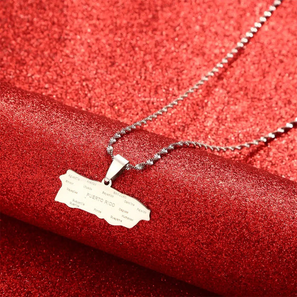 Puerto Rico Map Necklace