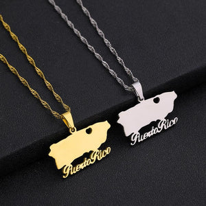 Puerto Rico Map Necklace