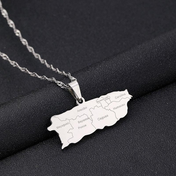 Puerto Rico Map Necklace