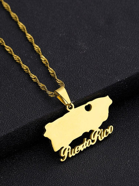 Puerto Rico Map Necklace