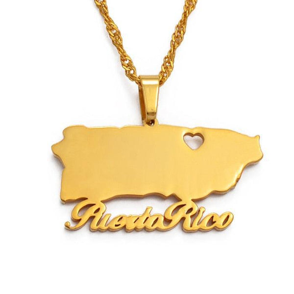 Puerto Rico Map Necklace