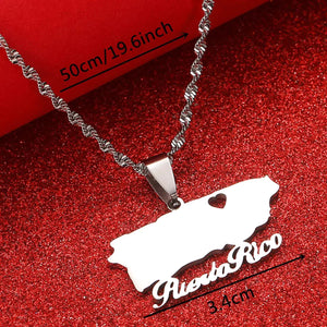 Puerto Rico Map Necklace