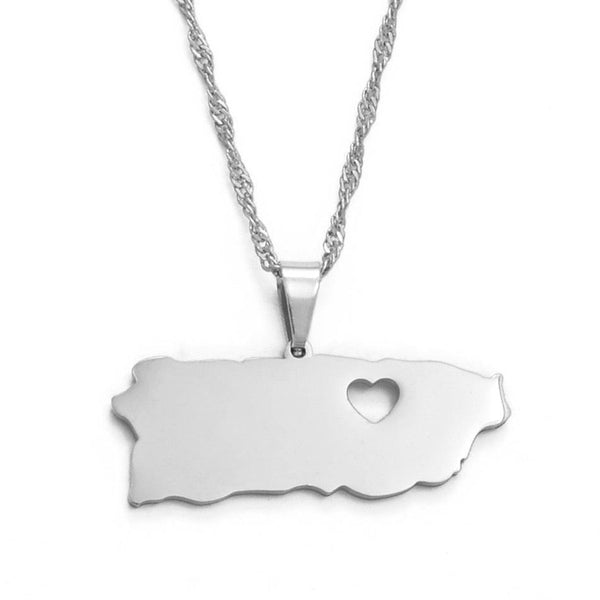 Puerto Rico Map Necklace