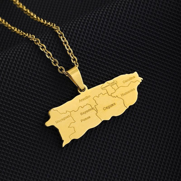 Puerto Rico Map Necklace