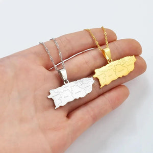 Puerto Rico Map Necklace