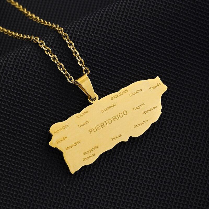 Puerto Rico Map Necklace