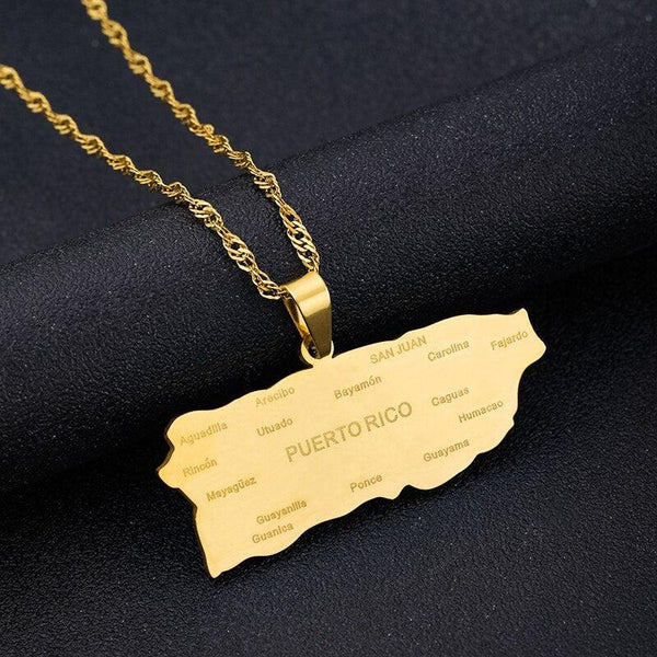 Puerto Rico Map Necklace