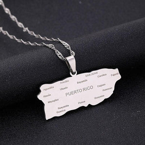 Puerto Rico Map Necklace