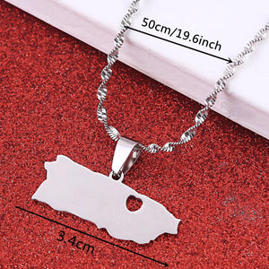 Puerto Rico Map Necklace