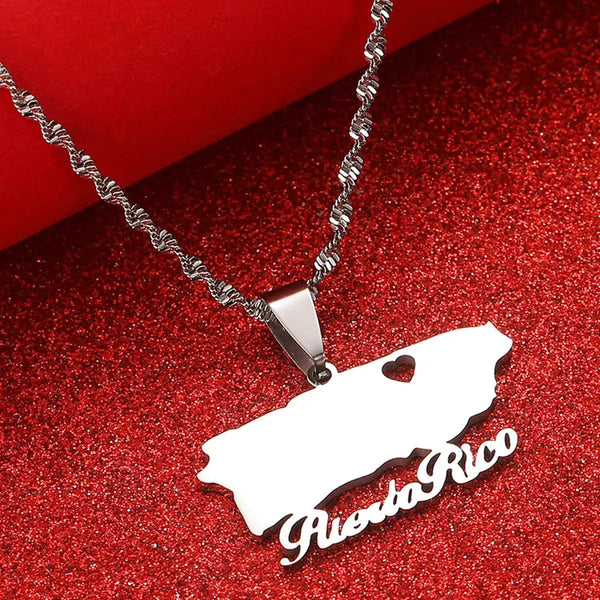 Puerto Rico Map Necklace